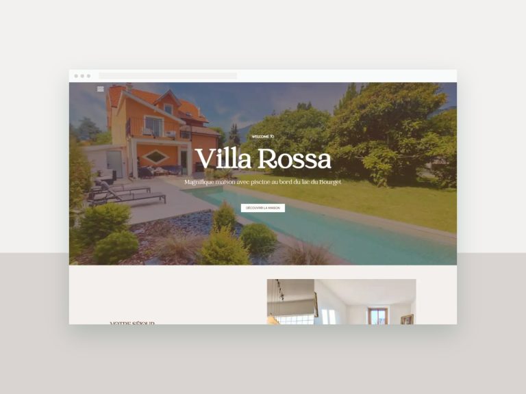 Site Villa Rossa, maison d'hôtes à Aix-les-Bains, tel que livré, affiché sur ordinateur